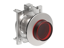 Illuminated Push-Push button actuator Ø30mm Platinum series flat metal, extended. Push ON-Push OFF, red