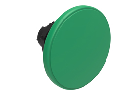 Mushroom head pushbutton actuator Ø22mm Platinum series chromed plastic, spring return, Ø60mm. Green