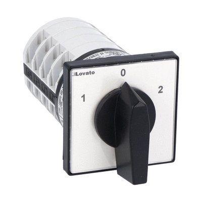Rotary cam switch 7GN series, changeover switch 4 poles 32A, for front mounting with black handle, front plate 65X65mm