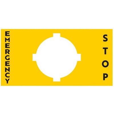 Adhesive label for mushroom head pushbuttons, EMERGENCY STOP adhesive label, size 31X61mm/1.22X2.40in