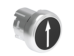 Pushbutton actuator, spring return, with symbol Ø22mm Platinum series metal, flush, ↑/Black