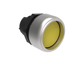 Pushbutton actuator, spring return Ø22mm Platinum series chromed plastic, shrouded, yellow