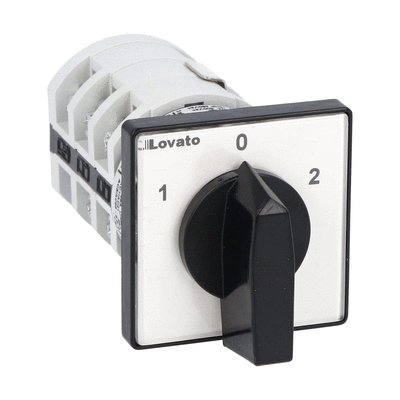 Rotary cam switch 7GN series, 3-phase motor reversing switch 25A, for front mounting with black handle, front plate 48X48mm