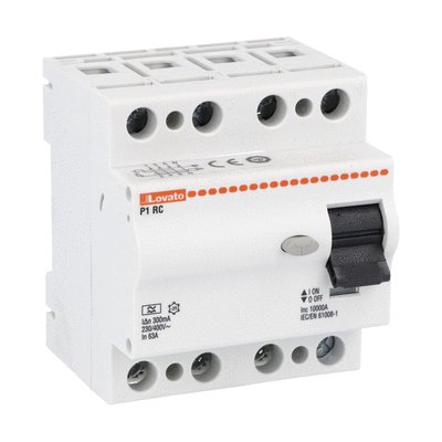 Residual current operated circuit breaker, 4 modules, 4P - type A, 63A, 300mA