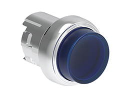 Illuminated Push-Push button actuator Ø22mm Platinum series metal, extended. Push ON-Push OFF, blue