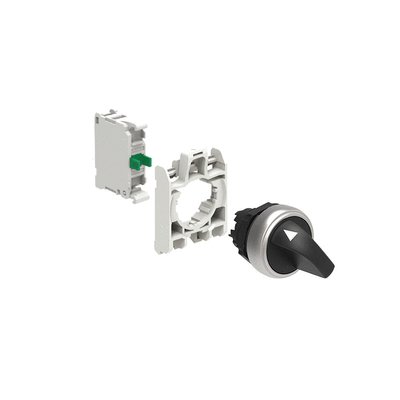 KIT plastic selector switch actuator knob, 2 position, 0 1 with mounting adapter and 1 contact element, NO. Screw termination
