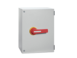 Three-pole switch disconnector in IEC/EN IP65 metal enclosure. With rotating red/yellow handle, 200A. Enclosure dimensions: 300x400x250mm/11.8x15.8x9.8''