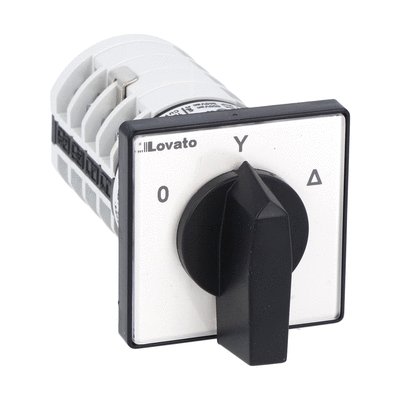 Rotary cam switch 7GN series, star-delta motor starter switch 20A, for front mounting with black handle, front plate 48X48mm