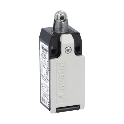 Limit switch, K series, top roller push plunger, 1 bottom cable entry. Dimensions to EN 50047, metal body, contacts 3NC slow action. Metal roller