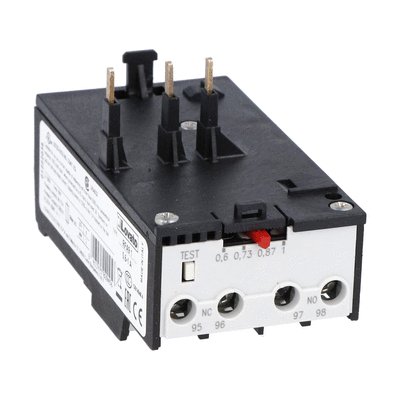Motor protection relay, phase failure/single-phase sensitive. Three-pole (three-phase), automatic resetting. Direct mounting on BG06, BG09, BG12 mini-contactors, 0.2...0.33A