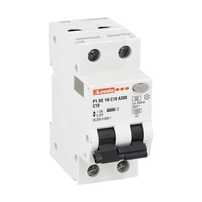 Residual current circuit breaker with overcurrent protection, 10kA. 2 modules, 1P+N - type A, 10A, 300mA