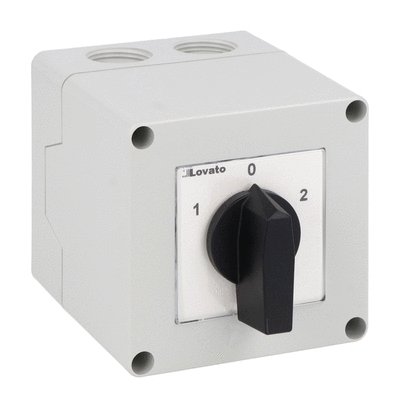 Enclosed rotary cam switch 7GN series, changeover switch 4 poles 20A in plastic enclosure 75X75mm with black handle