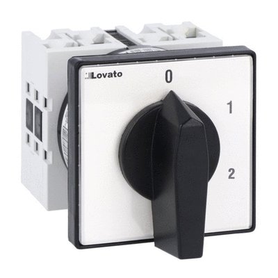 Rotary cam switch GX series, multi-step 0-1-2, 3 poles 32A, for front mounting with black handle, front plate 65X65mm