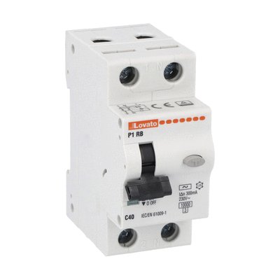 Residual current circuit breaker with overcurrent protection, 10kA. 2 modules, 1P+N - type AC, 40A