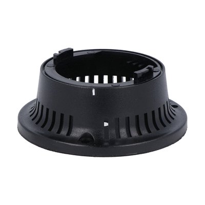 Fixing base for sound modules. Ø62mm, horizontal surface mount, plastic, black colour