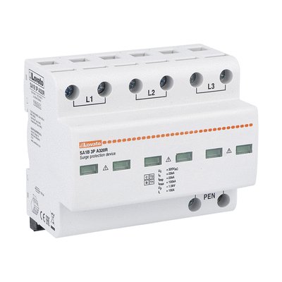 Surge protection device type 1, 2 and 3 monoblock, IEC impulse current Iimp (10/350μs) 25kA per pole, 3P. With remote contact