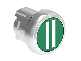 Pushbutton actuator, spring return, with symbol Ø22mm Platinum series metal, flush, II/Green