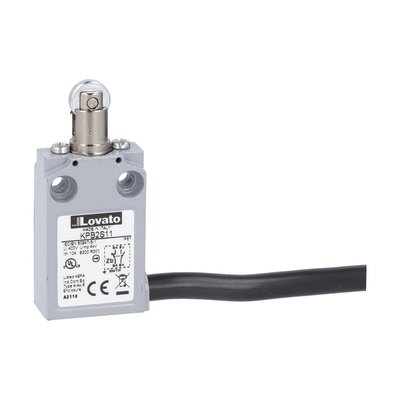 Prewired with 2m long cable metal limit switch, K series, top roller push plunger. Contacts 1NO+1NC snap action
