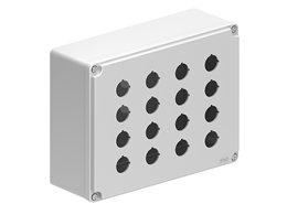 Multiholes control station, empty with no actuators, for 16 actuators. Grey cover