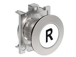 Pushbutton actuator, spring return, with symbol Ø30mm Platinum series flat metal, flush, R/White