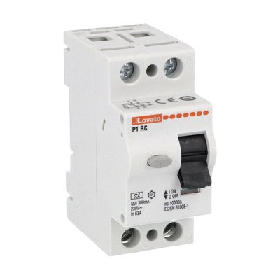 Residual current operated circuit breaker, 2 modules, 2P - type A, 63A, 300mA