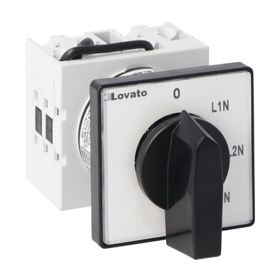 Rotary cam switch GX series, voltmeter switch for phase-neutral voltages 16A, for front mounting with black handle, front plate 48X48mm