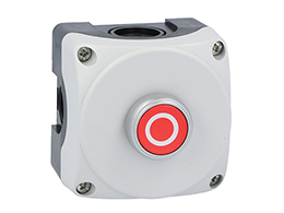 Grey control station LPZP1A8 complete with red flush pushbutton "O" LPCB1104 1NC
