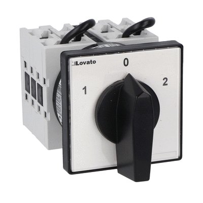 Rotary cam switch GX series, changeover switch 3 poles 40A, for front mounting with black handle, front plate 65X65mm