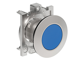 Push-Push button actuator Ø30mm Platinum series flat metal, flush. Push ON-Push OFF, blue