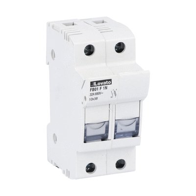 Fuse holder cUL recognized and CSA, for 10X38mm fuses. 32A rated current at 690VAC, 1P+N. Without status indicator. 2 modules