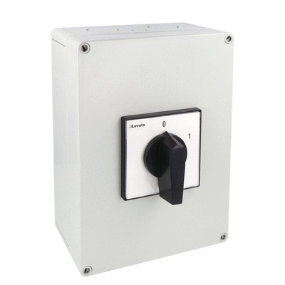 Enclosed rotary cam switch 7GN series, ON-OFF switch 4 poles 125A in plastic enclosure 180X254mm with black handle