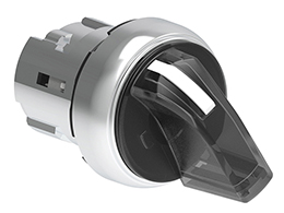Illuminated selector switch actuator Ø22mm Platinum series metal, 3 position, 1 - 0 - 2. White