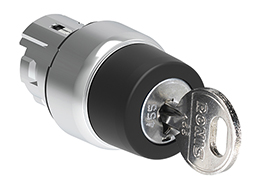 Selector switch actuator key Ø22mm Platinum series metal, 2 position, 0 < 1