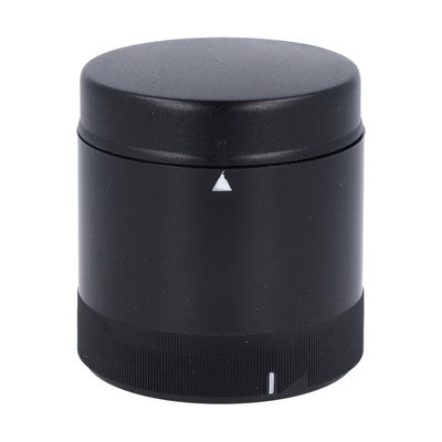 Pulsed or continuous sound module complete with cover. Ø70mm, 110...120VAC, pulsed (78dB) or continuous (75dB) sound. IP65 protection. Black