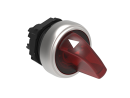 Illuminated selector switch actuator Ø22mm Platinum series chromed plastic, 2 position, 0 < 1. Red