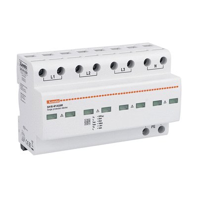 Surge protection device type 1, 2 and 3 monoblock, IEC impulse current Iimp (10/350μs) 25kA per pole, 4P. With remote contact