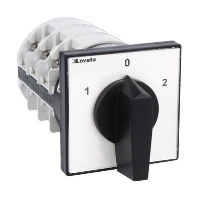 Rotary cam switch 7GN series, changeover switch 3 poles 125A, for front mounting with black handle, front plate 90X90mm