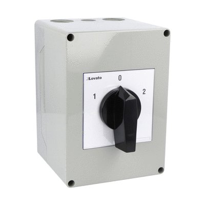Enclosed rotary cam switch 7GN series, changeover switch 4 poles 63A in plastic enclosure 125X175mm with black handle