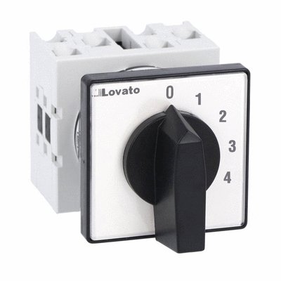 Rotary cam switch GX series, multi-step 0-1-2-3-4, 1 pole 16A, for front mounting with black handle, front plate 48X48mm