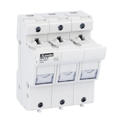 Fuse holder cUR recognized, for 14X51mm fuses. 50A rated current at 690VAC, 3P. Without status indicator. 3 modules