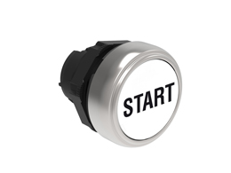 Pushbutton actuator, spring return, with symbol Ø22mm Platinum series chromed plastic, flush, START/White