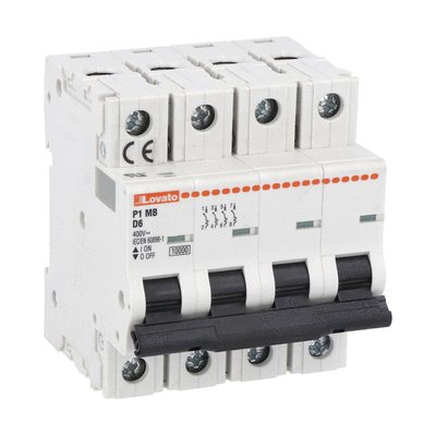 Miniature circuit breaker, 4P - 10kA. 4 modules, characteristic D, 2A