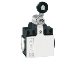 Limit switch, K series, roller lever plunger, 2 side cable entry. Dimensions compatible to EN 50047, plastic body, contacts 2NO slow action. Metal roller