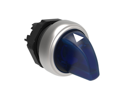 Illuminated selector switch actuator Ø22mm Platinum series chromed plastic, 3 position, 1 - 0 < 2. Blue