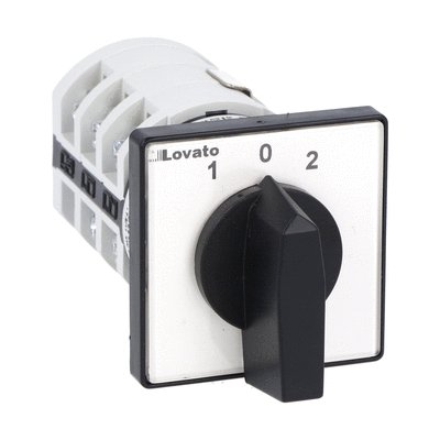 Rotary cam switch 7GN series, 3-phase motor reversing switch with spring return 25A, for front mounting with black handle, front plate 48X48mm