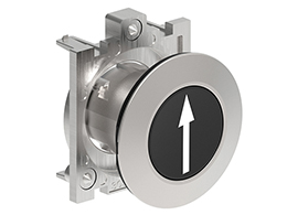 Pushbutton actuator, spring return, with symbol Ø30mm Platinum series flat metal, flush, ↑/Black