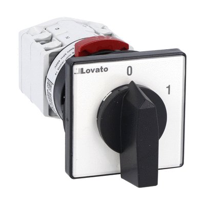 Rotary cam switch GF series, ON-OFF switch 4 poles 20A, for snap on front mounting with black handle for hole Ø22mm fixing, front plate 48X48mm