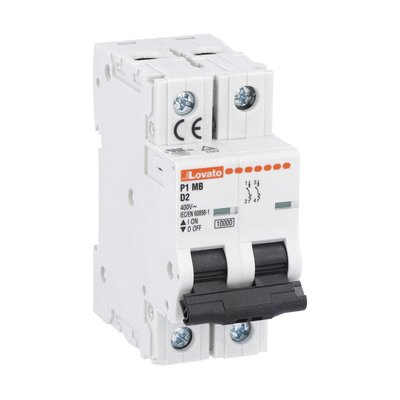Miniature circuit breaker, 2P - 10kA. 2 modules, characteristic D, 2A