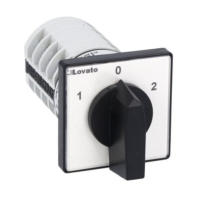 Rotary cam switch 7GN series, changeover switch 4 poles 16A, for front mounting with black handle, front plate 48X48mm