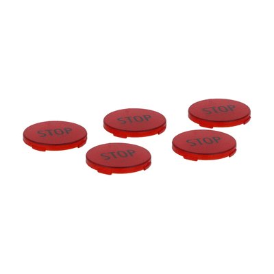 Set of 5 red lenses with "STOP" symbol for LP4… control stations